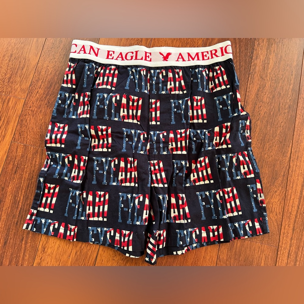 American Eagle Men’s Boxer Shorts XS – USA Flag “F-Yeah” Print | 100% Cotton